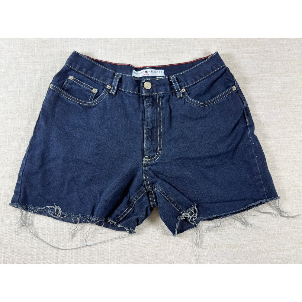 Tommy Hilfiger Jeans Dark Wash Denim Cut Off Shorts Womens Size 6 Frayed Hem